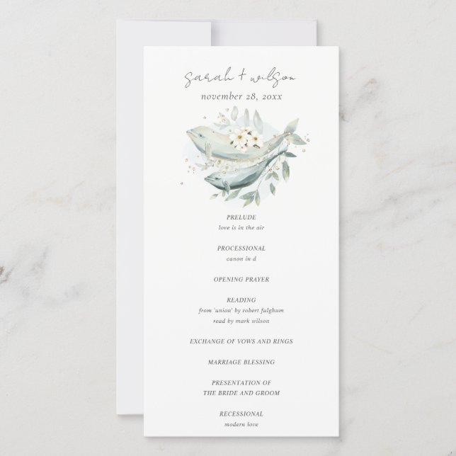 Programme de mariage turquoise de poissons floraux (Devant)