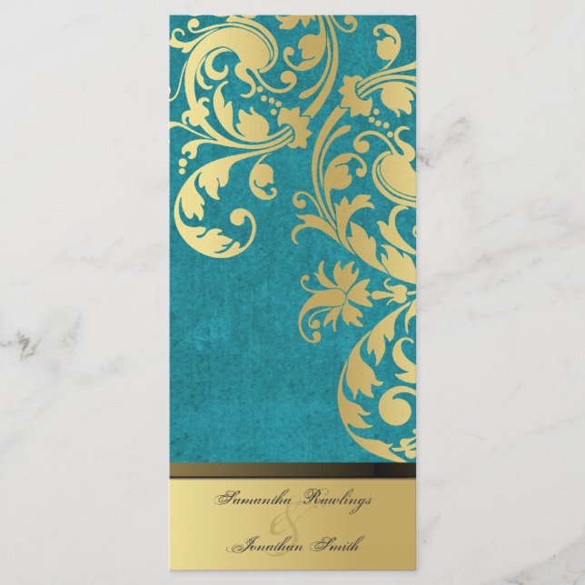 Programme de mariage - Turquoise & Gold Shimmer Fl (Devant)