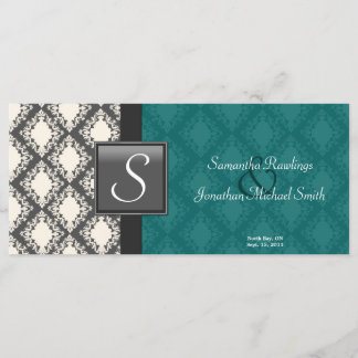 Programme de mariage - Turquoise Noir Blanc Damas
