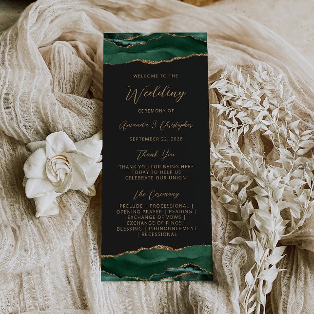 Programme de mariage vert émeraude Agate Budget (Créateur téléchargé)