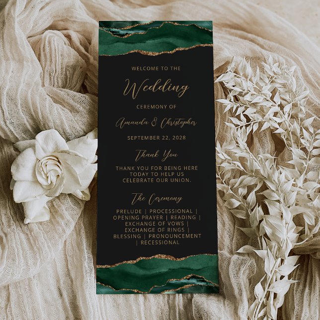 Programme de mariage vert émeraude Agate Budget (Créateur téléchargé)