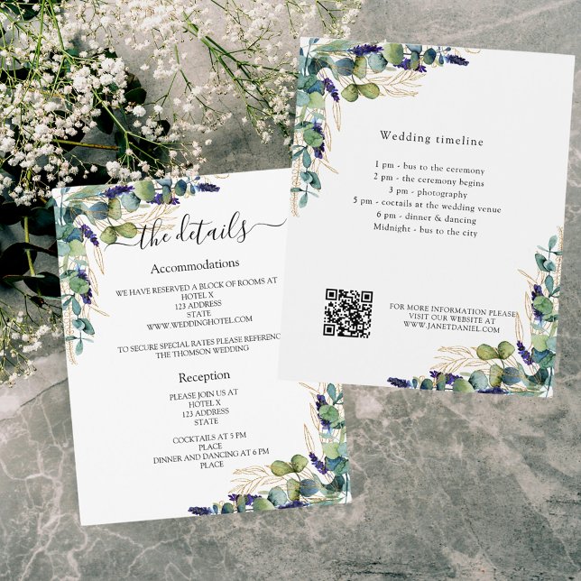 Programme de mariage vert eucalyptus détails QR (Créateur téléchargé)