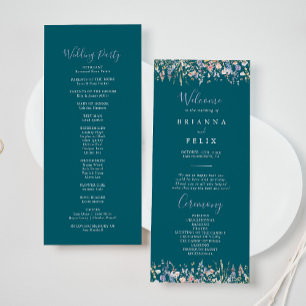 Programme de mariage vert Fleur sauvage multicolor
