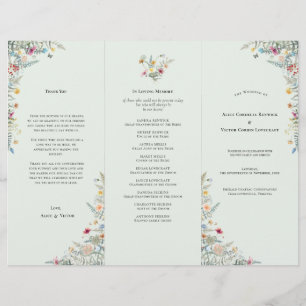 Programme de mariage vert simple Monnaie Fleur sau