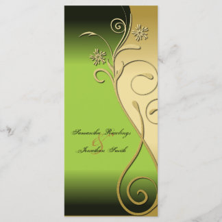 Programme de mariage - Verte Classique & Or Floral