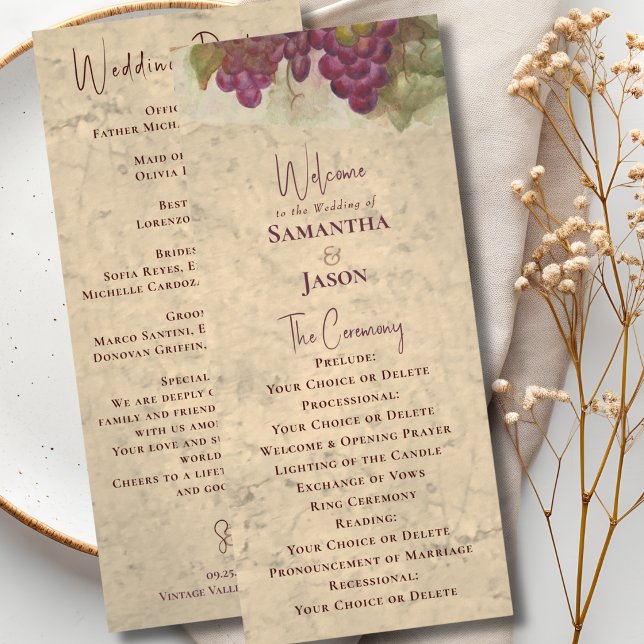 Programme de mariage vigneron élégant et rustique  (Créateur téléchargé)