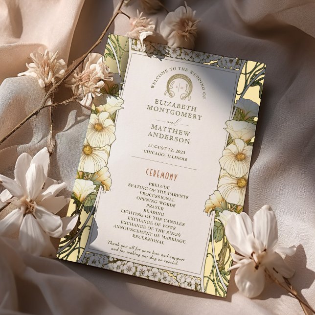 Programme de mariage vintage Art nouveau de Mucha (Créateur téléchargé)