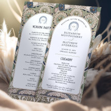 Programme de mariage vintage bleu marine Art Nouve