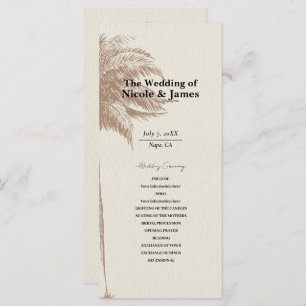 Programme de mariage vintage Brown Palm Tree Beach