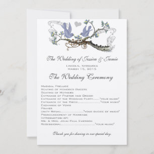 Programme de mariage vintage jaune et lavande pour