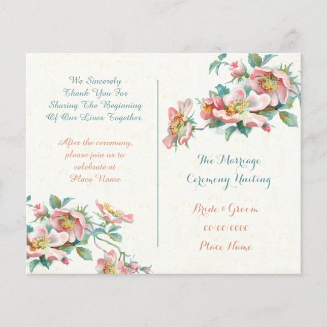 programme de mariage vintage mignon (Devant)