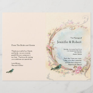 Programme de mariage vintage Rose et Robin