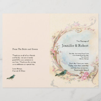 Programme de mariage vintage Rose et Robin