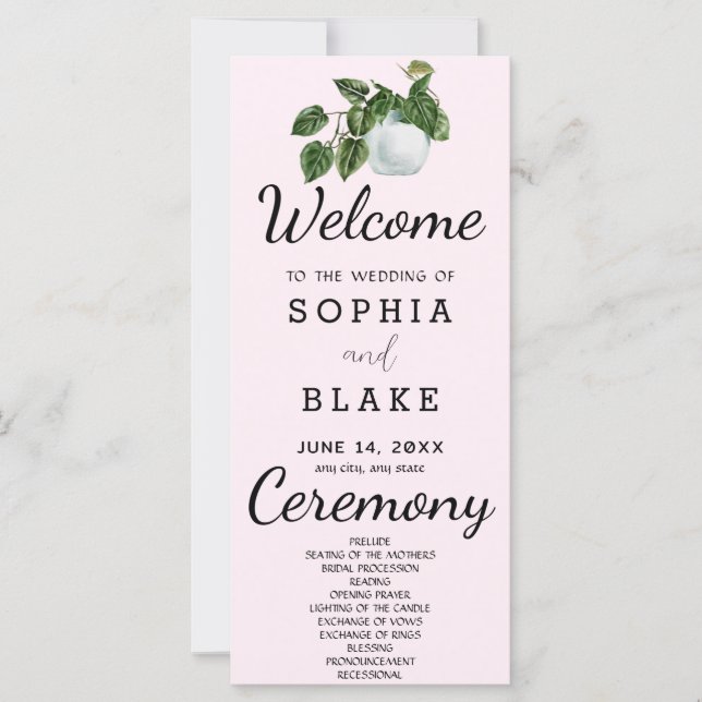 Programme de mariage violet feuilles de plantes de (Devant)