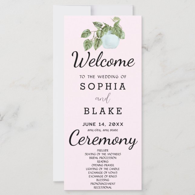 Programme de mariage violet feuilles de plantes de (Devant)