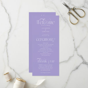 Programme de mariage Violet Typographie Moderne