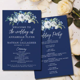 Programme de mariages d'hiver moderne Floral bleu