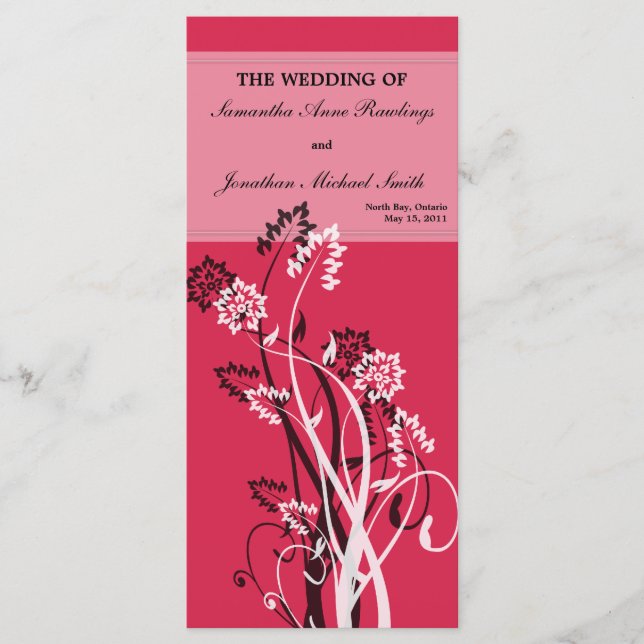 Programme de mariages floraux rouges profonds (Devant)