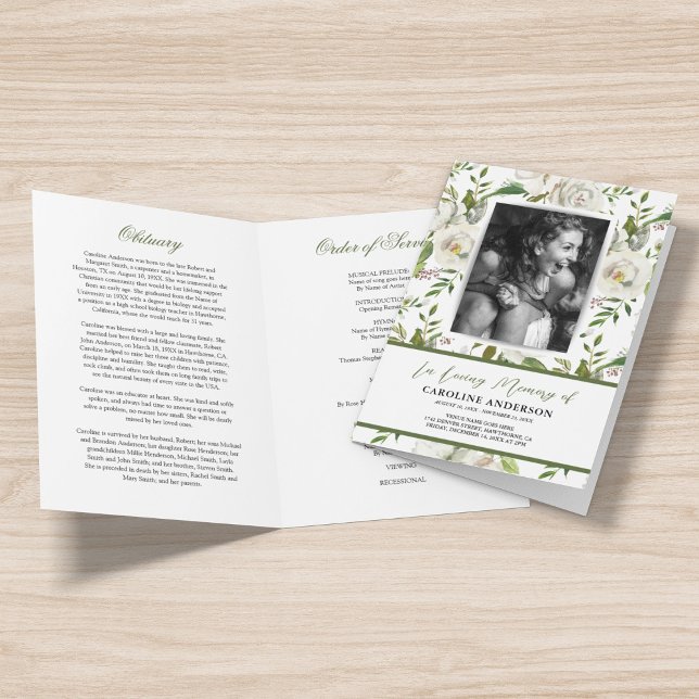 Programme de mémorial de funérailles florales élég (Créateur téléchargé)