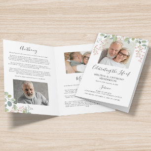 Programme de mémorial photo florale élégant pour 2