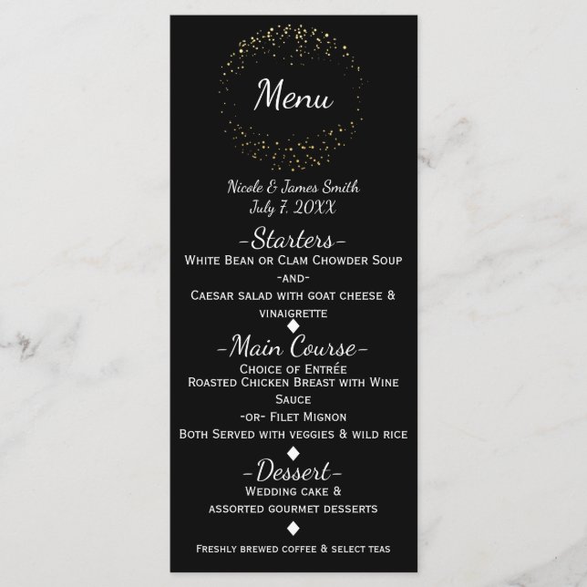 Programme de menu cercle paillettes glamour abstra (Devant)