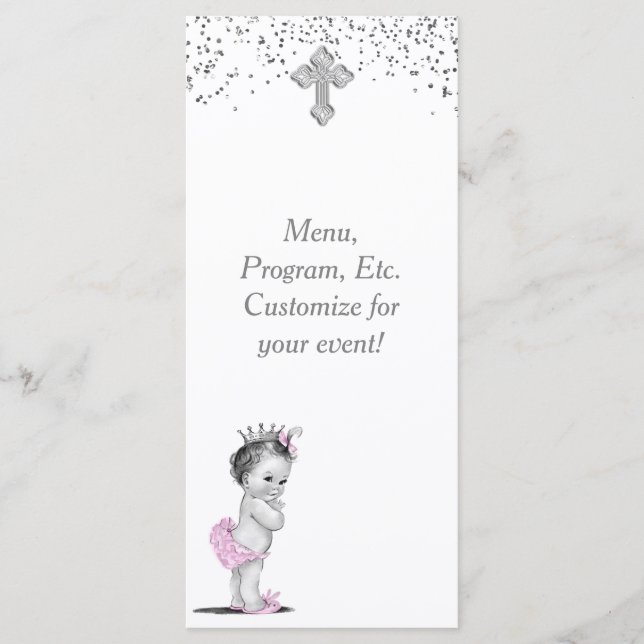 Programme de menu de baptême pour filles (Devant)