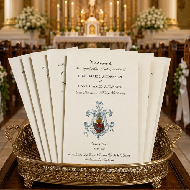 Programme de messe de mariage catholique élégant (Créateur téléchargé)