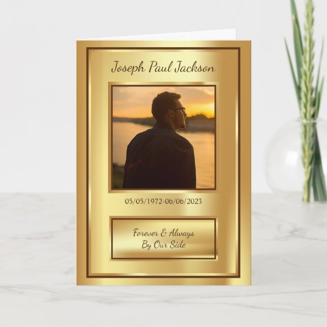 Programme de nécrologie funéraire dorée (Devant)