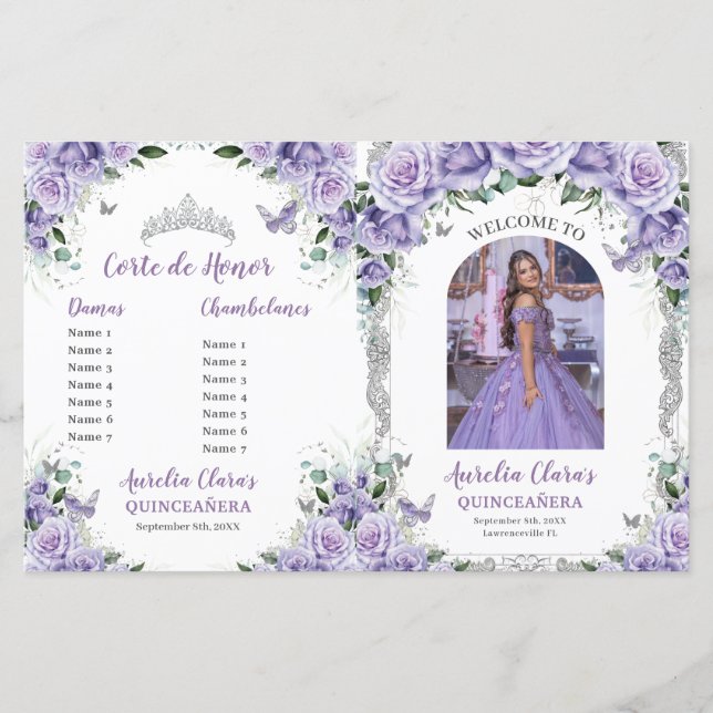 Programme de photo de Quinceanera florale violet b (Devant)