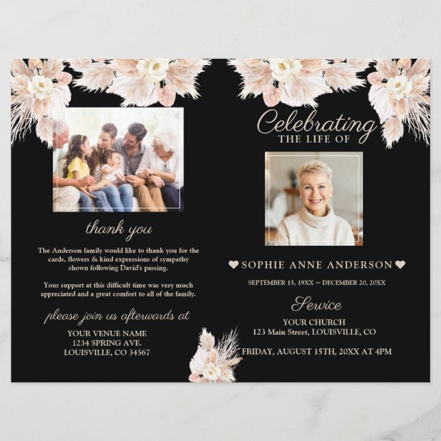 Programme de photos du service funéraire de fleurs (Devant)