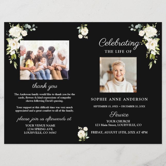 Programme de photos du service funéraire de fleurs (Devant)