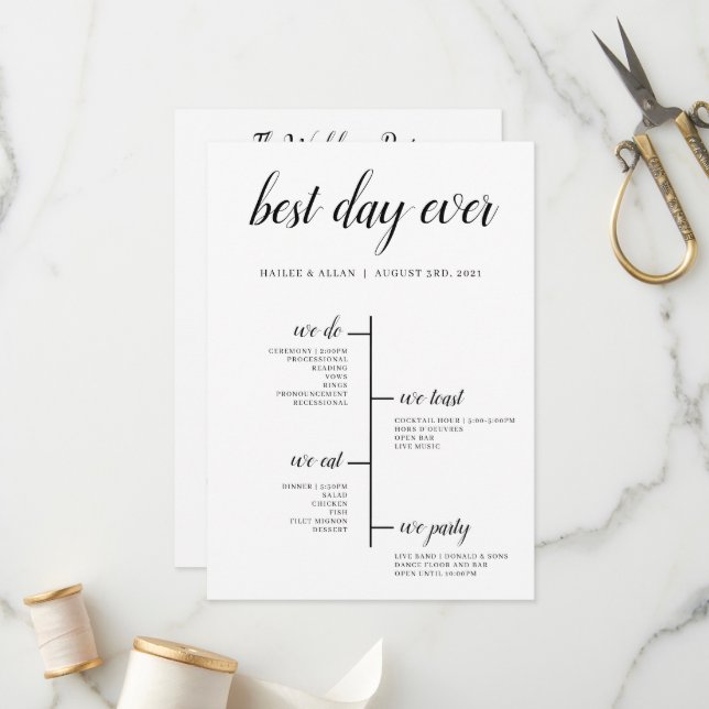 Programme de planning de mariage Best Day Ever (Devant/Arrière en situation)