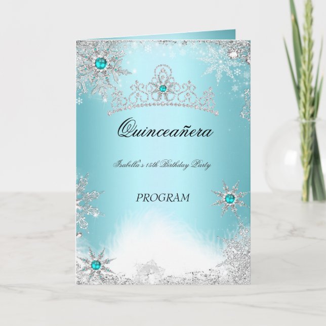 Programme de Quinceanera Bleu Turquoise Aqua Cobal (Devant)