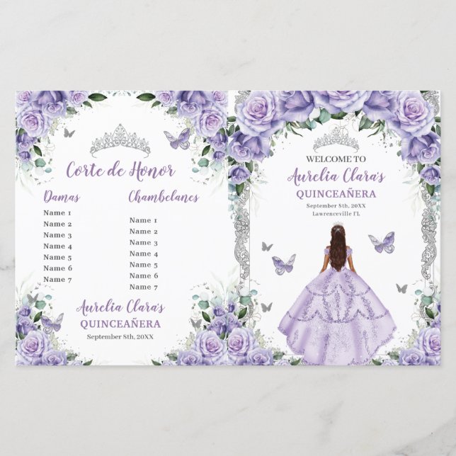 Programme de Quinceanera Fleurie Lilas Violet Budg (Devant)