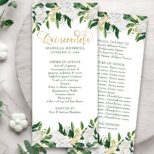 Programme de Quinceanera Floral aux Pivoines Verte