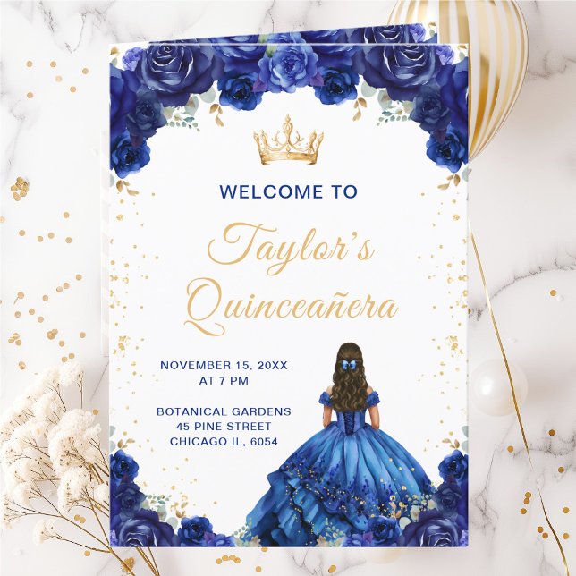 Programme de Quinceañera Floral Princess en bleu f (Créateur téléchargé)