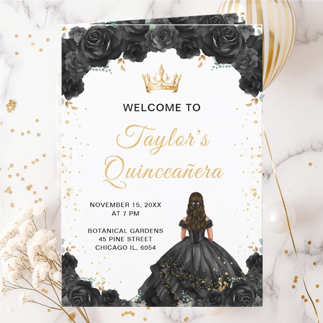 Programme de Quinceañera Floral Princesse Noire (Créateur téléchargé)