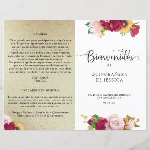Programme de Quinceanera Florale Jaune d'or rouge 