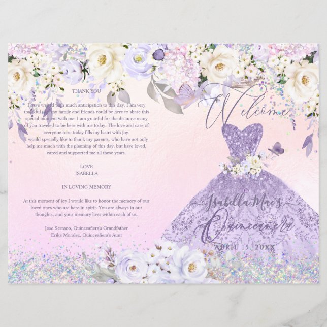 Programme de Quinceanera Robe H2 lilas poussiéreux (Devant)