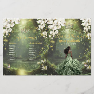 Programme de Quinceanera vert sauge Princesse et G