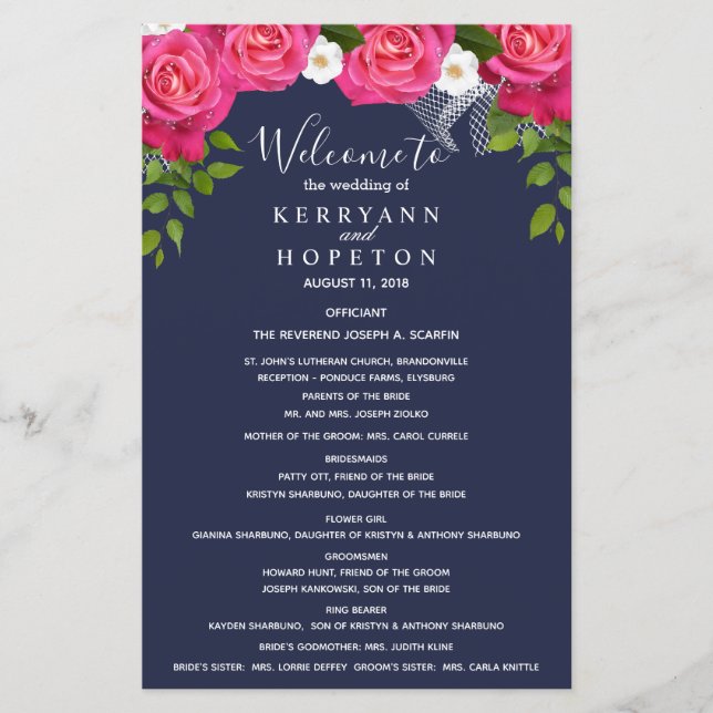 Programme de rose rose rose et bleu de minuit (Devant)