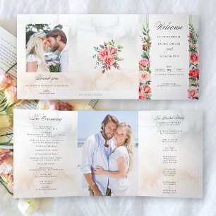 Programme de roses et calligraphie rose aquarelle