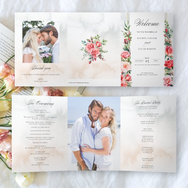 Programme de roses et calligraphie rose aquarelle (Créateur téléchargé)