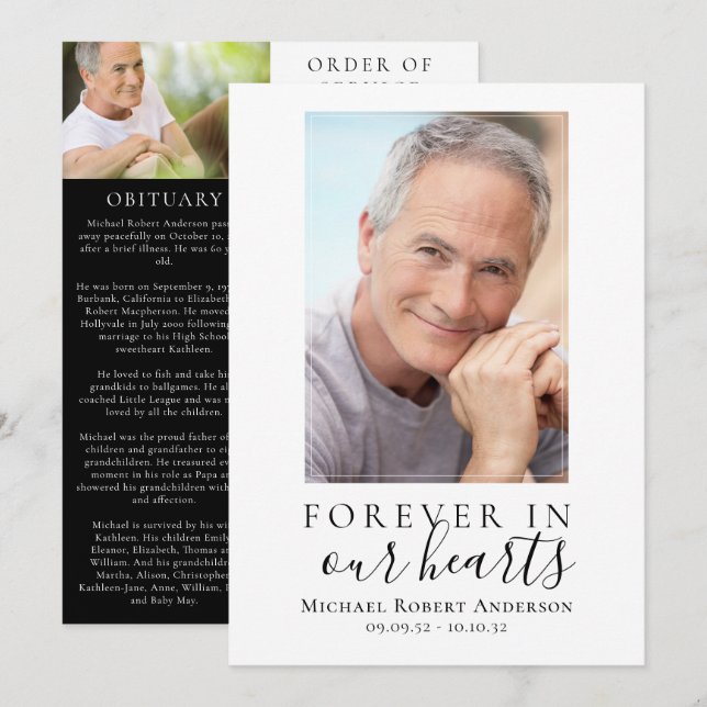 Programme de service commémoratif photo de code QR (Devant / Derrière)