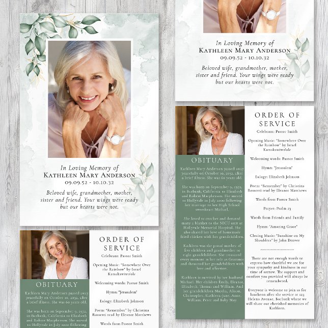 Programme de service commémoratif photo d'eucalypt (Créateur téléchargé)