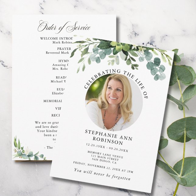 Programme de service floral de mémorial de funérai (Créateur téléchargé)