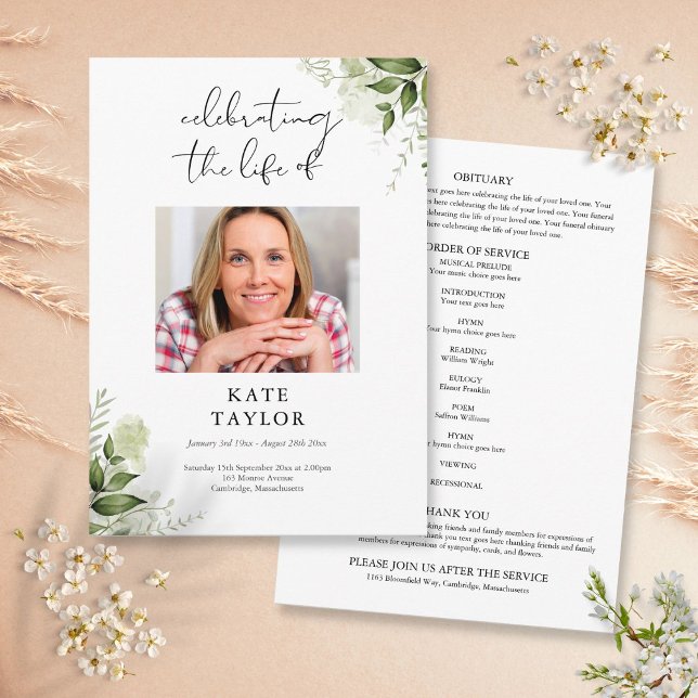 Programme de service funèbre mémorial de verdure  (Créateur téléchargé)