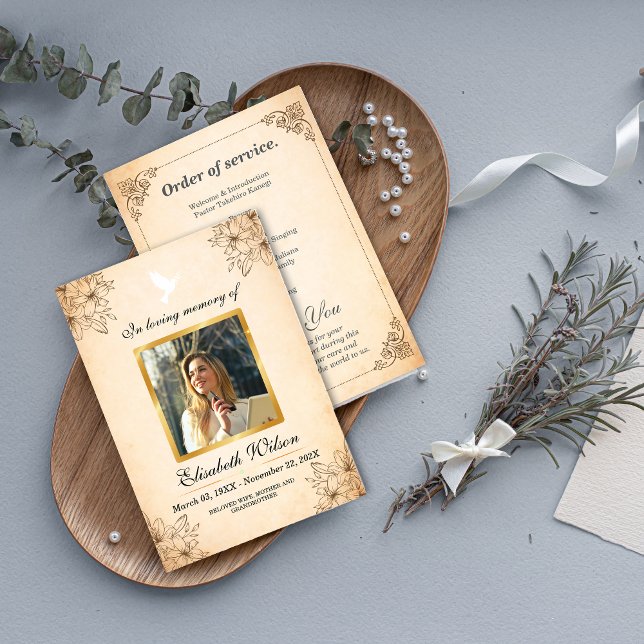 Programme de service funéraire photo – En souvenir (Photo Order of Service Funeral Program)
