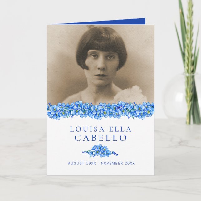 Programme de services funéraires bleu oublier-moi  (Devant)