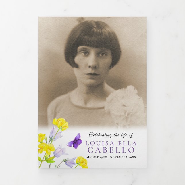 Programme de services funéraires photo fleur sauva (Page de couverture)